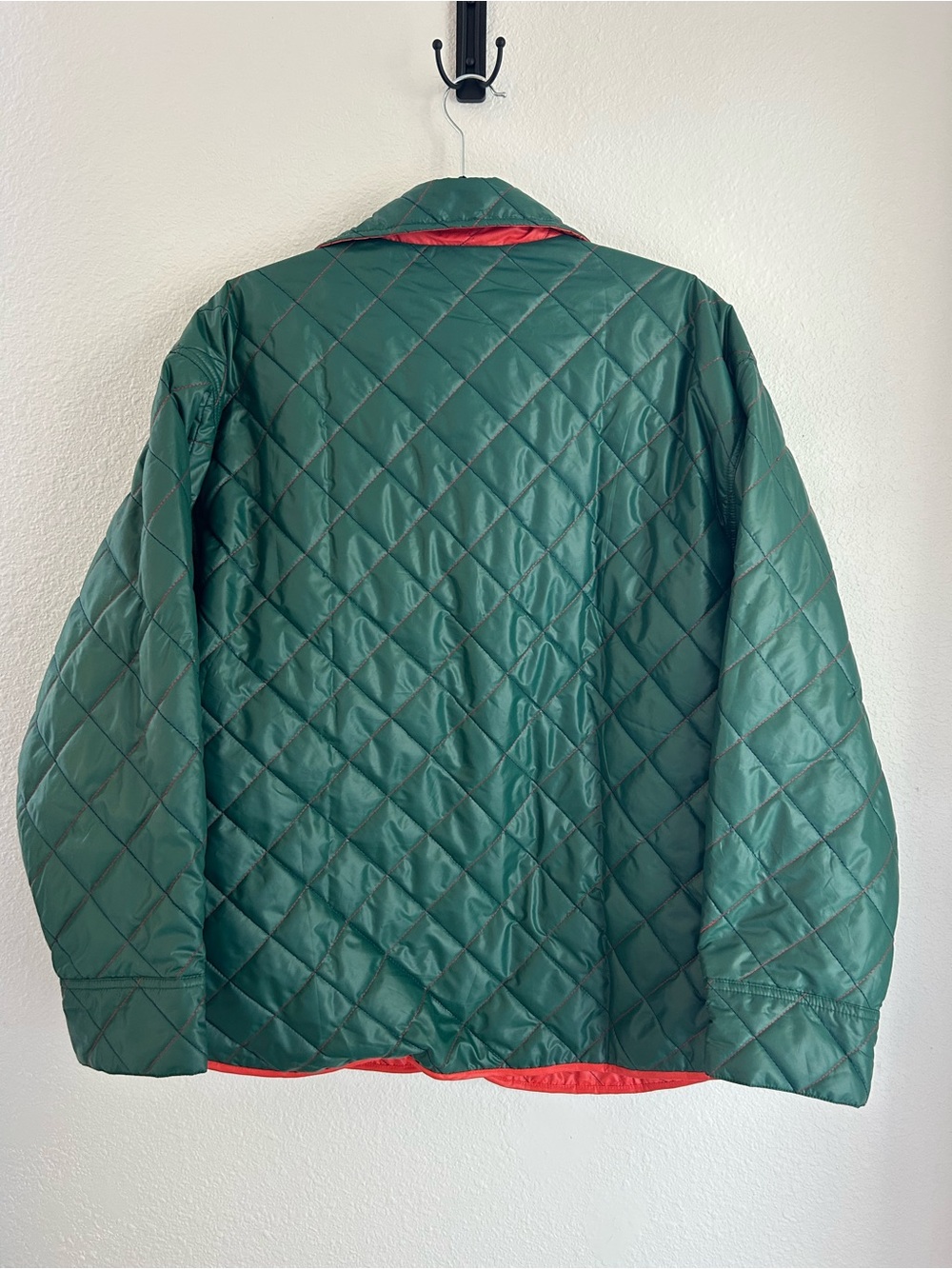 Clare V Quilted Green and Orange Reversible Puffer Jacket - Picture 4 of 8